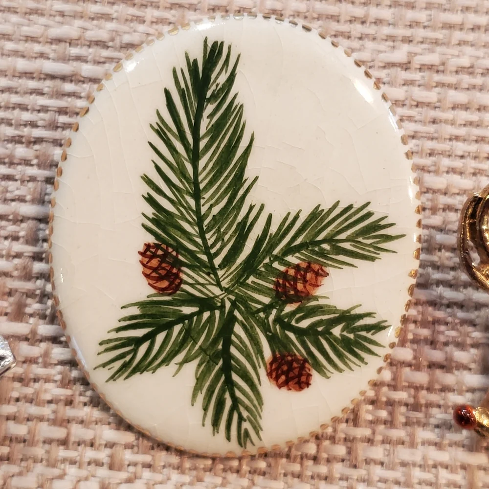 5 vintage Christmas brooches (angels, Rudolph, bird and pine branch)